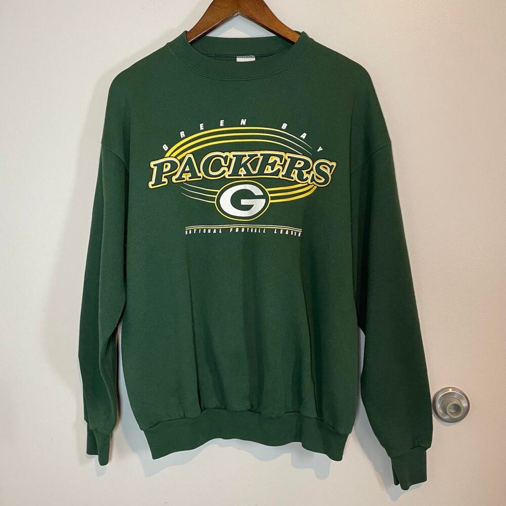 Vintage Logo 7 size Medium Green Bay Packers Crewneck Sweatshirt